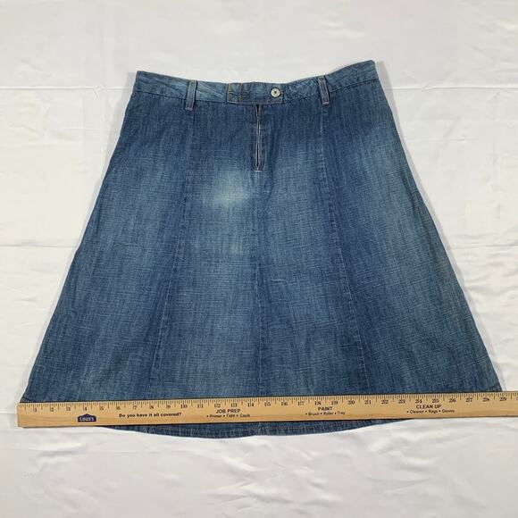 H&M Label of Graded Goods Denim Jean Skirt Patchwork Size 8 Boho Prairie Button - Picture 3 of 11